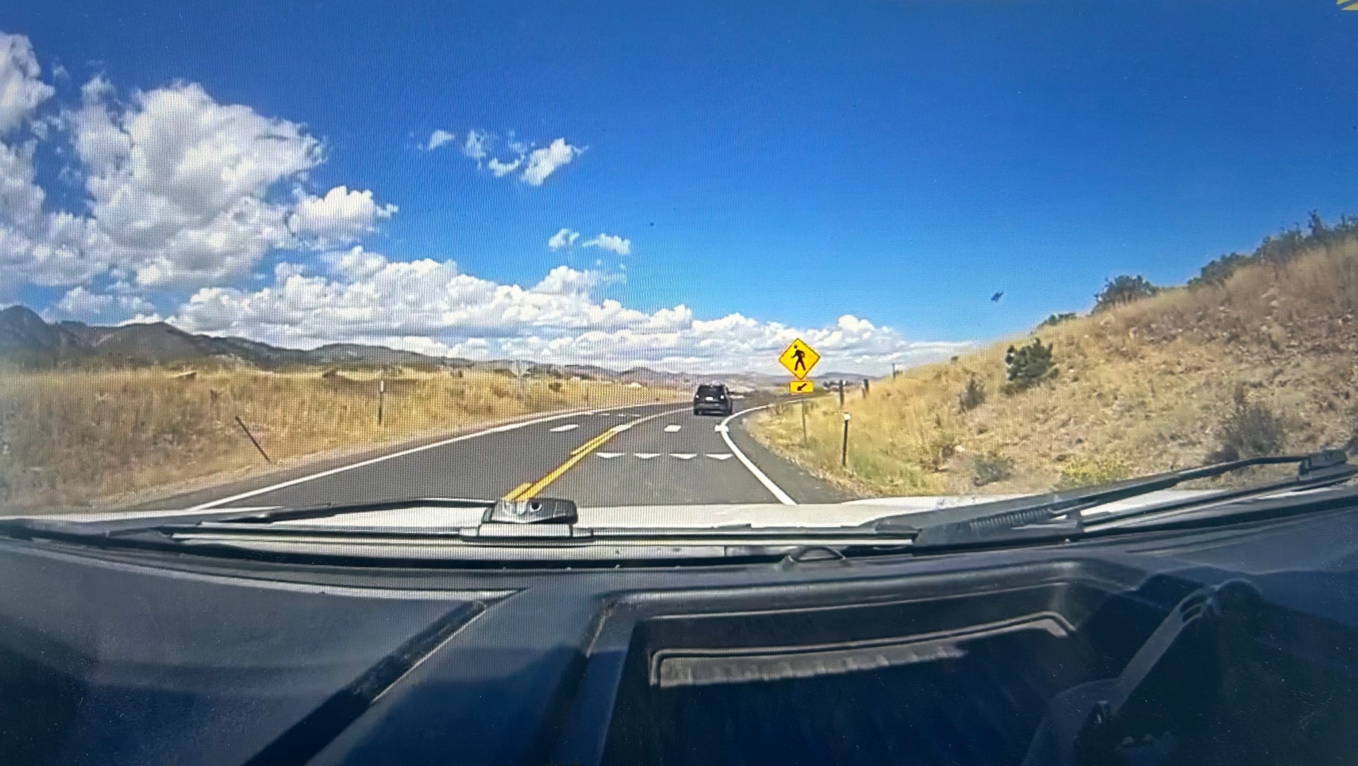 View from the body camera dashboard mount for police officers - stable video