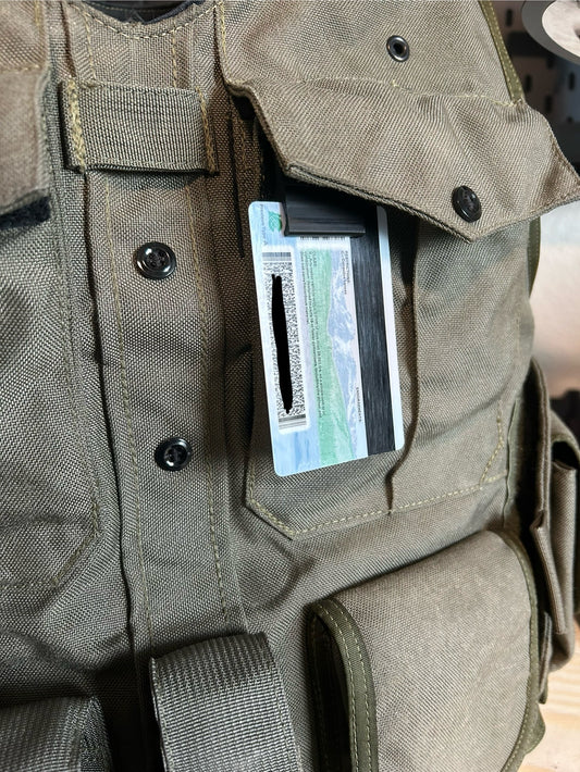 ID Card being securely held on police vest